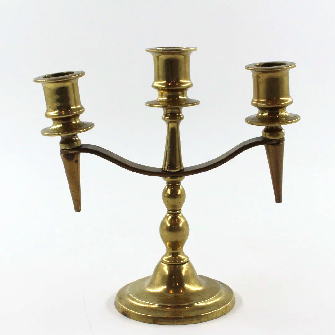 Vintage Brass Three Arm Candelabra Candle Holder