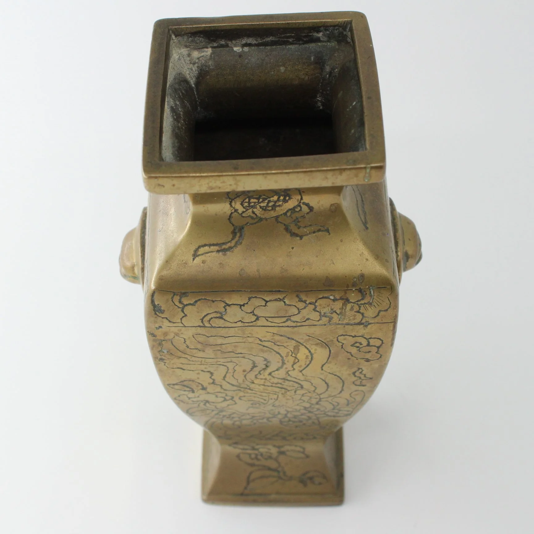 Meiji period Japanese brass vase with seal mark