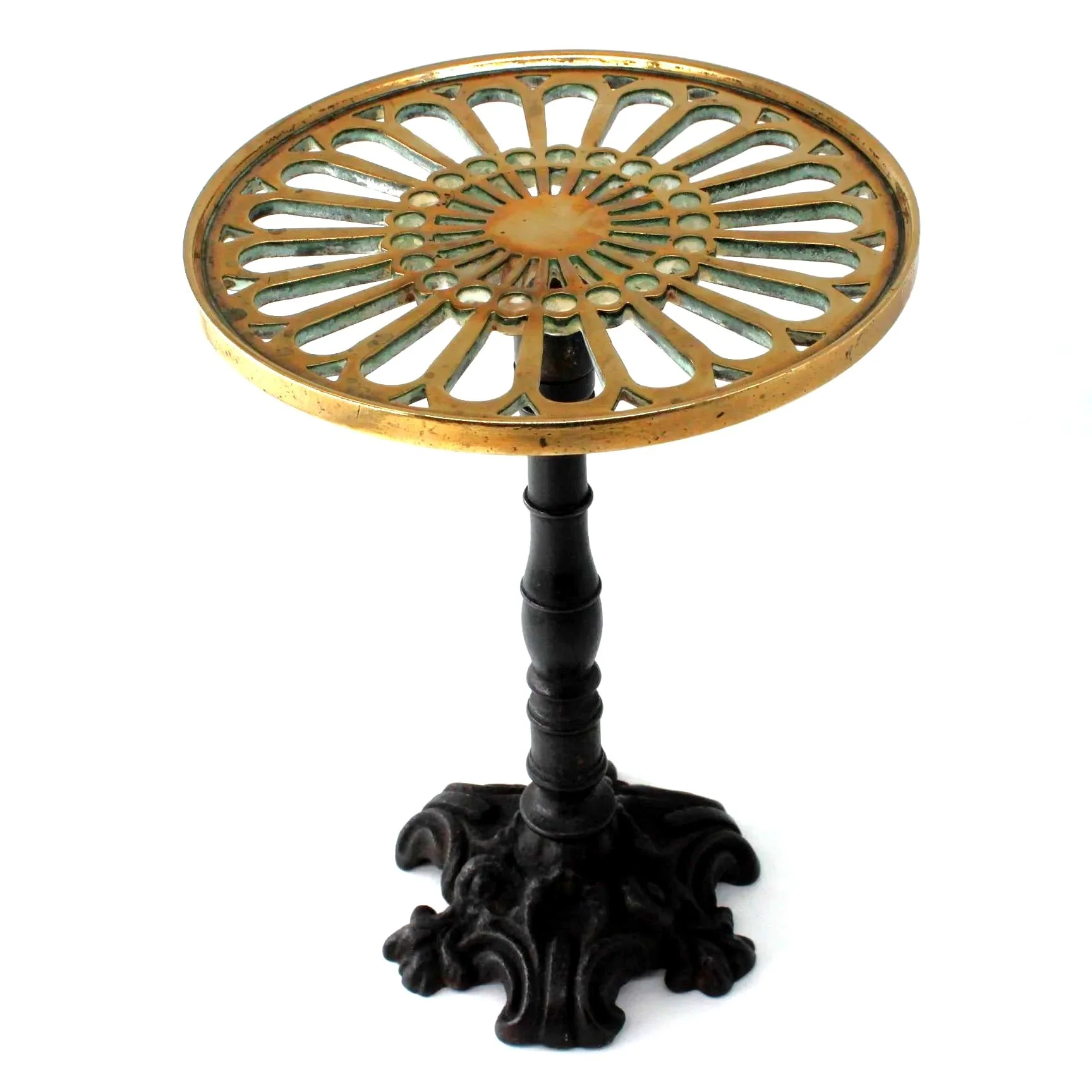 Antique cast iron and brass plant pot stand trivet