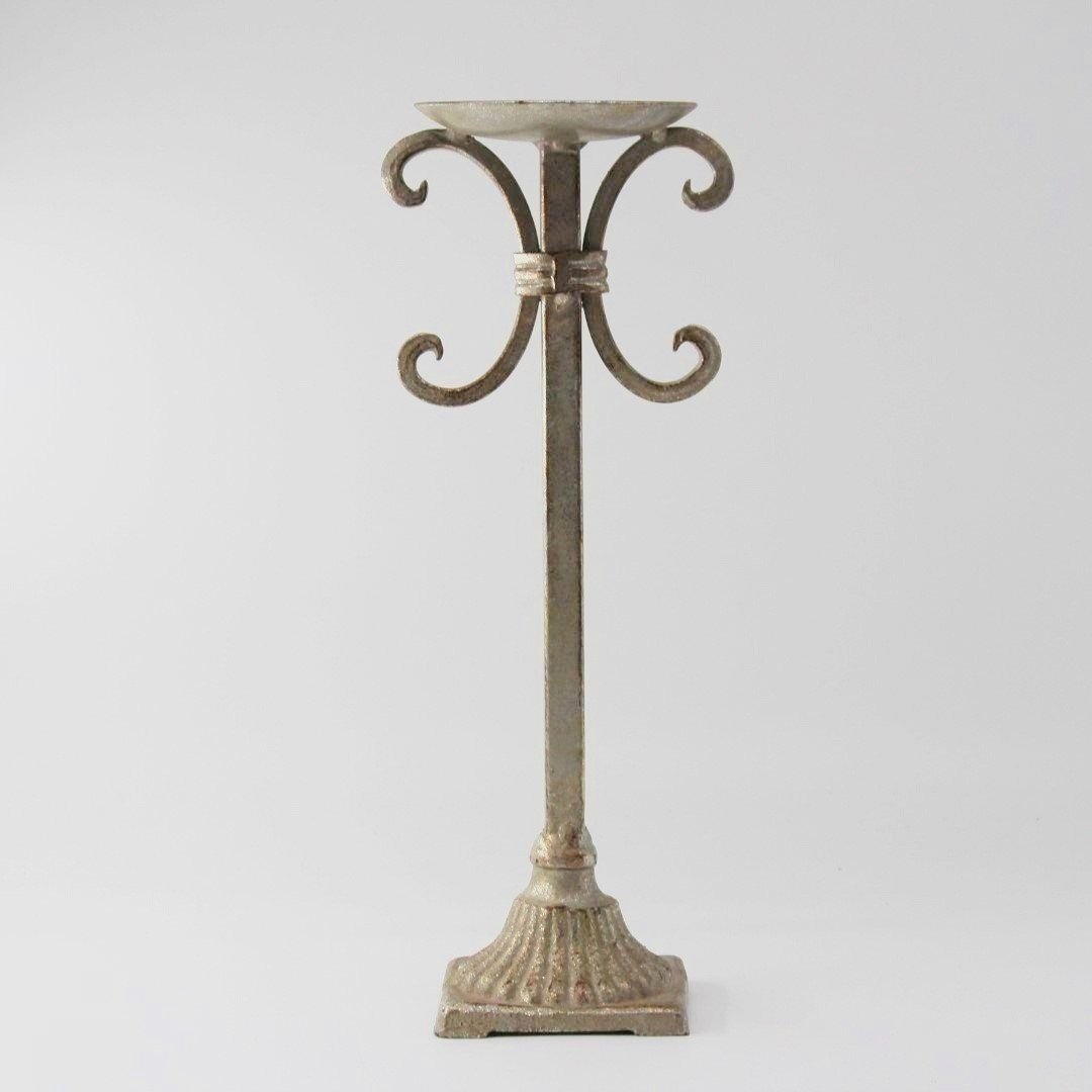 Vintage ecclesiastical torchiere steel candle stand