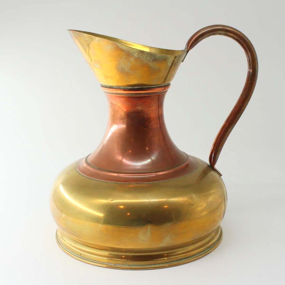 Antique Arts and Crafts copper and brass pitcher