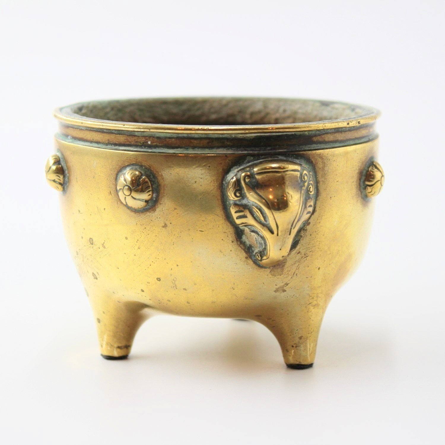 19th century Bronze Chinese tripod censer planter