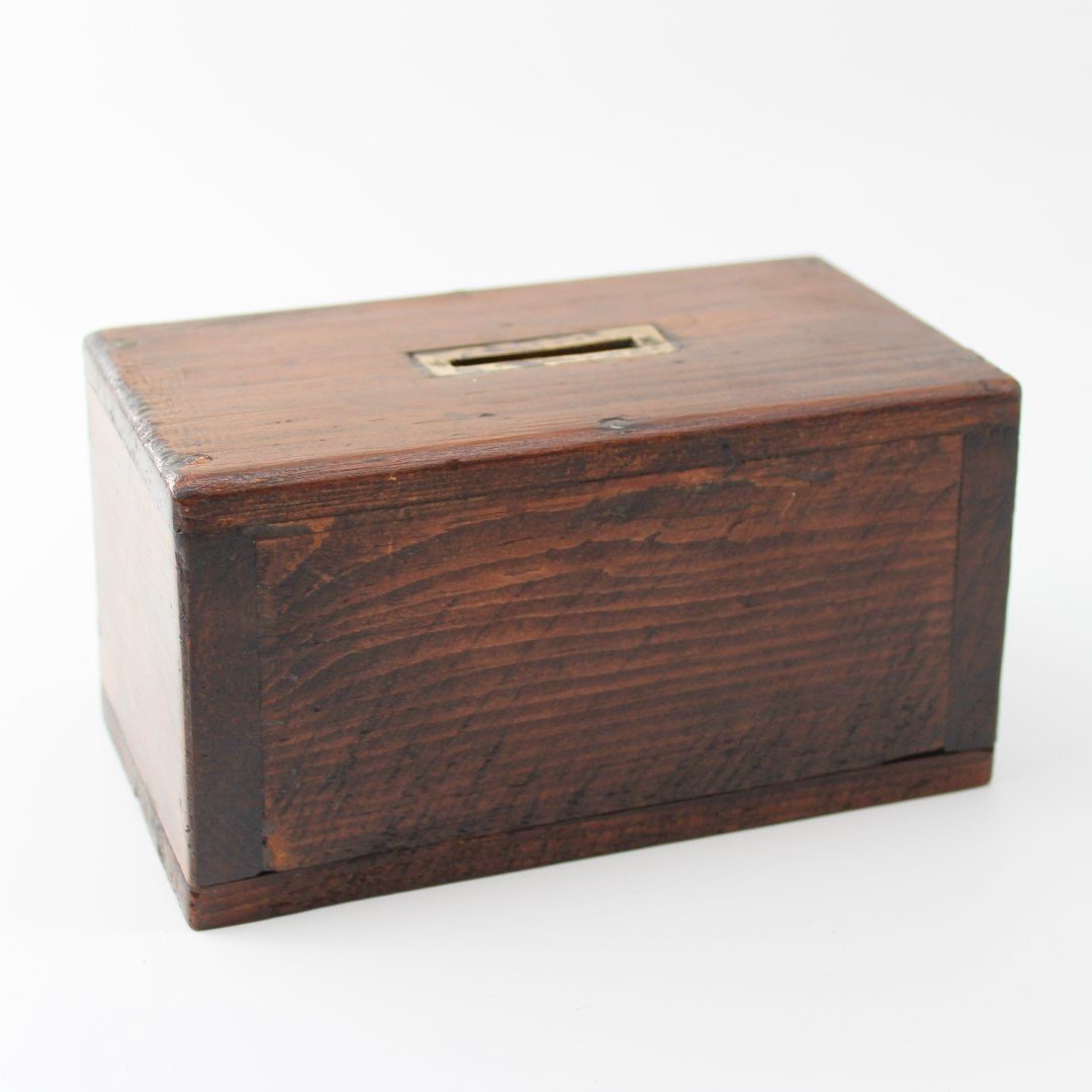 Oak money or collection box rustic shed made