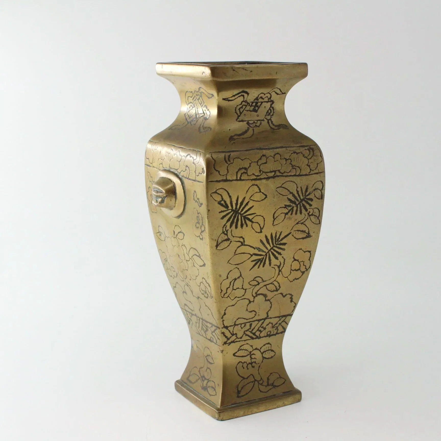 Meiji period Japanese brass vase with seal mark