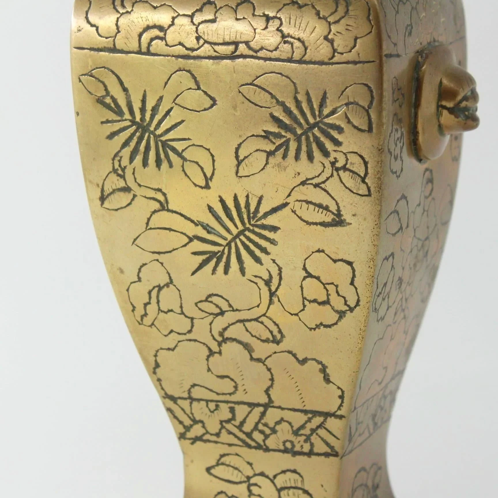 Meiji period Japanese brass vase with seal mark