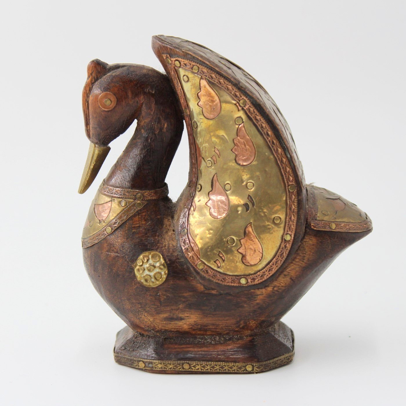 Hand carved Indian copper and brass bird