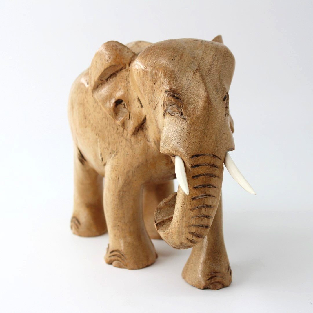 Hand carved Indian elephant hardwood treen sculpture