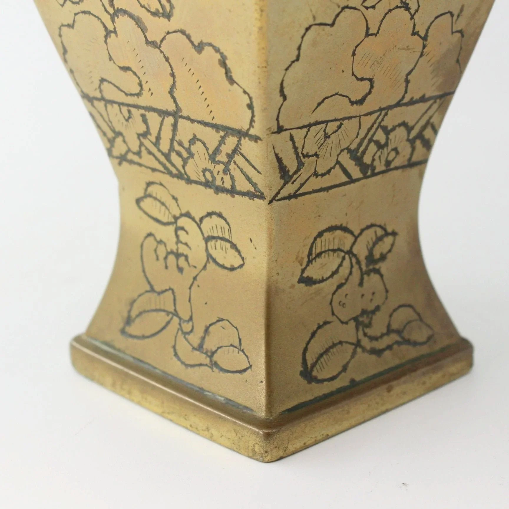 Meiji period Japanese brass vase with seal mark