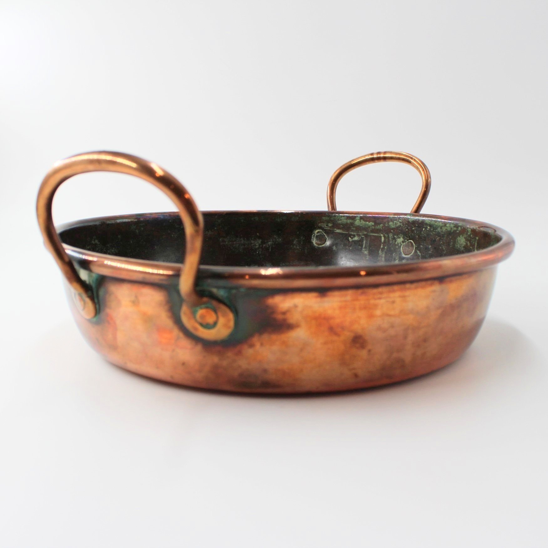 Copper jam pan saucepan fruit bowl with copper handles