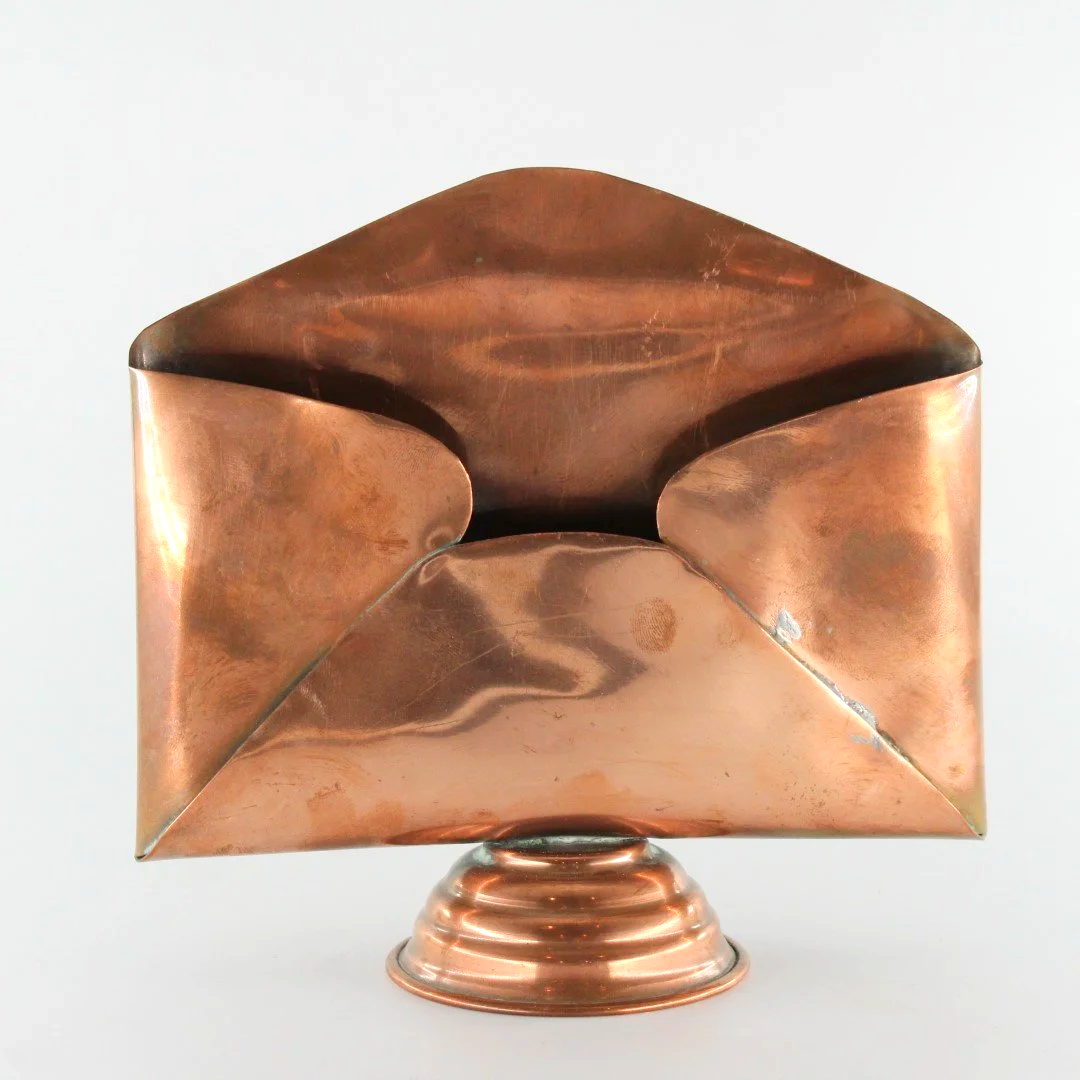 Vintage Copper Letter Rack Mid Century Desk Organiser