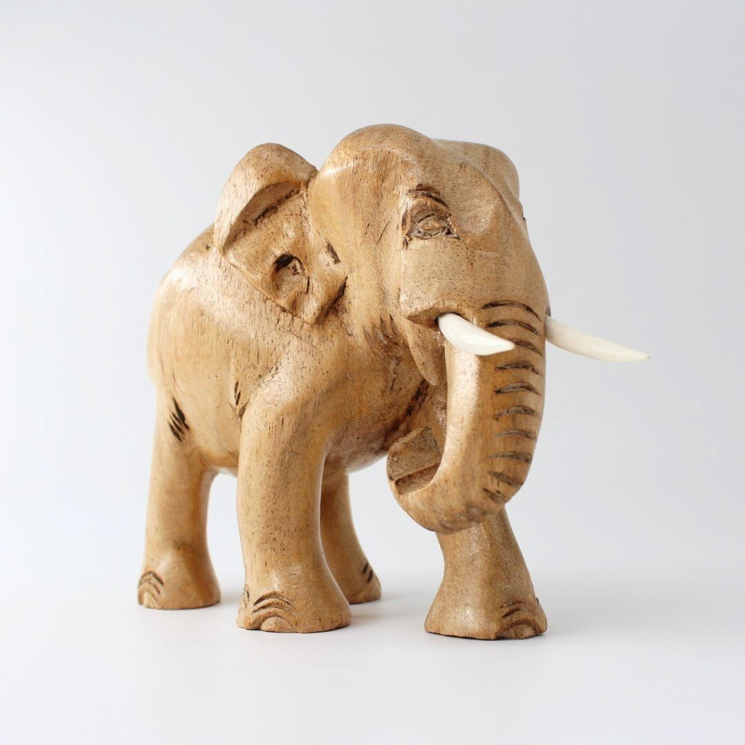 Hand carved Indian elephant hardwood treen sculpture