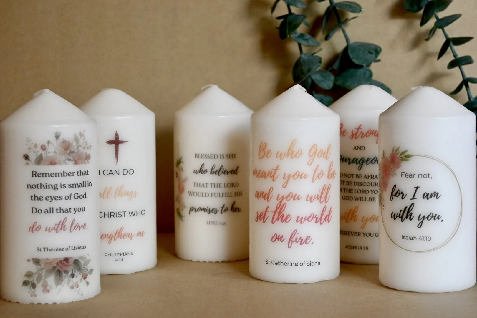 devotional christian candles saints scripture quotes