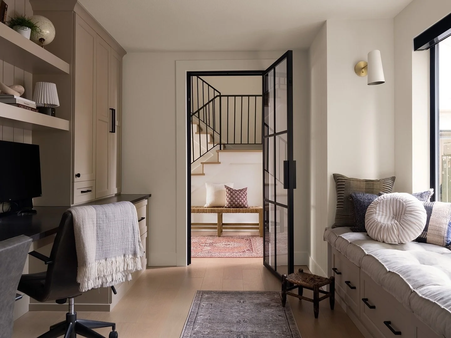 Intentional and Elevated design; is this exactly what this office is about. Running a business from home takes an incredible amount of organization; each printer/scanner/shredder needs a home. My favorite part: the client didn&rsquo;t want to feel se