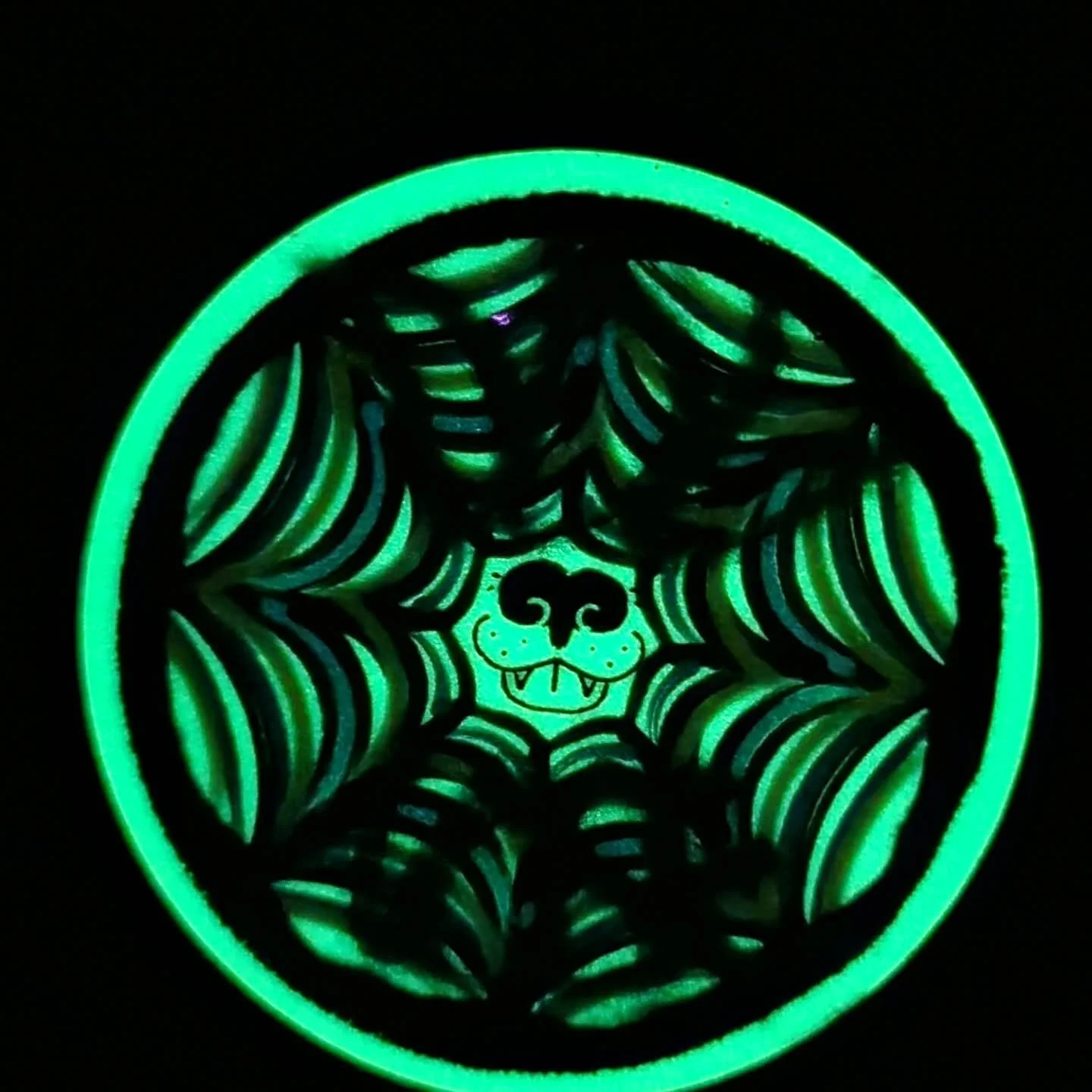 The glow on this logo is insane. Both Halloween stickers in a discounted pack can be found on my Etsy or kofi store. 3x3 waterproof glowin guy 

#stickershop #halloweenstickers #glowinthedark #stickers