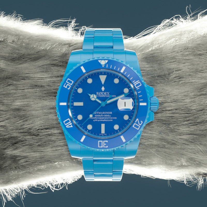 a white ape wearing a blue Rødex Bitmariner