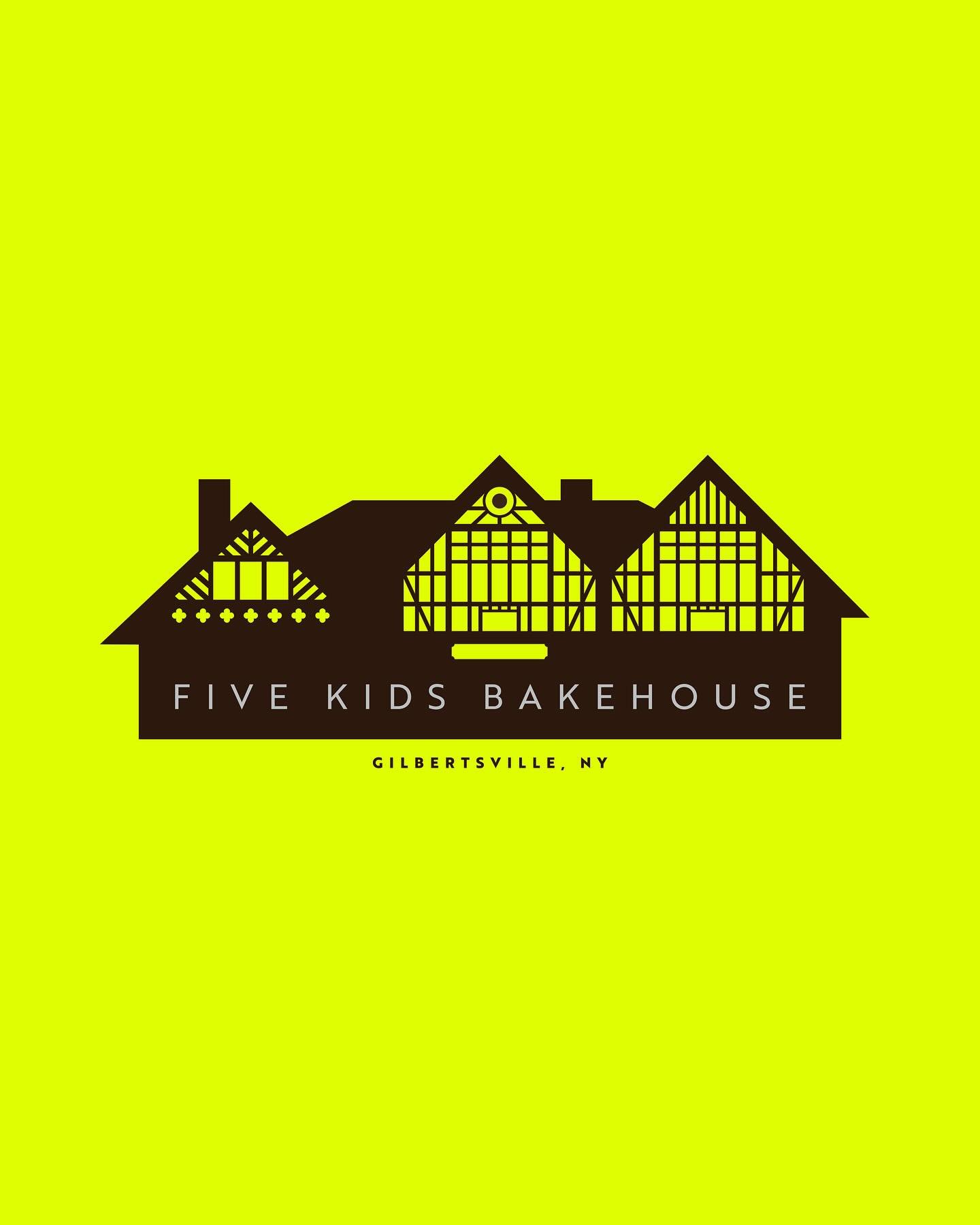 Recent design I cooked up for fun of @fivekidsbakehouse in Upstate NY. Outside of the awesome food and bakery, the first thing that jumps out is the detail of the Tudor-style building that was built in 1894, and the chartreuse color signage. I ran wi