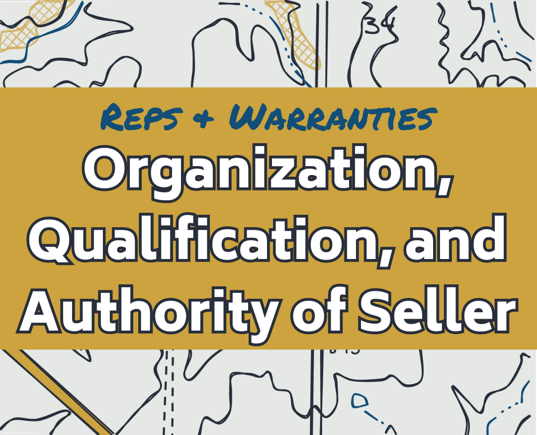 Reps &amp; Warranties: Organization, Qualification, and Authority of Seller
