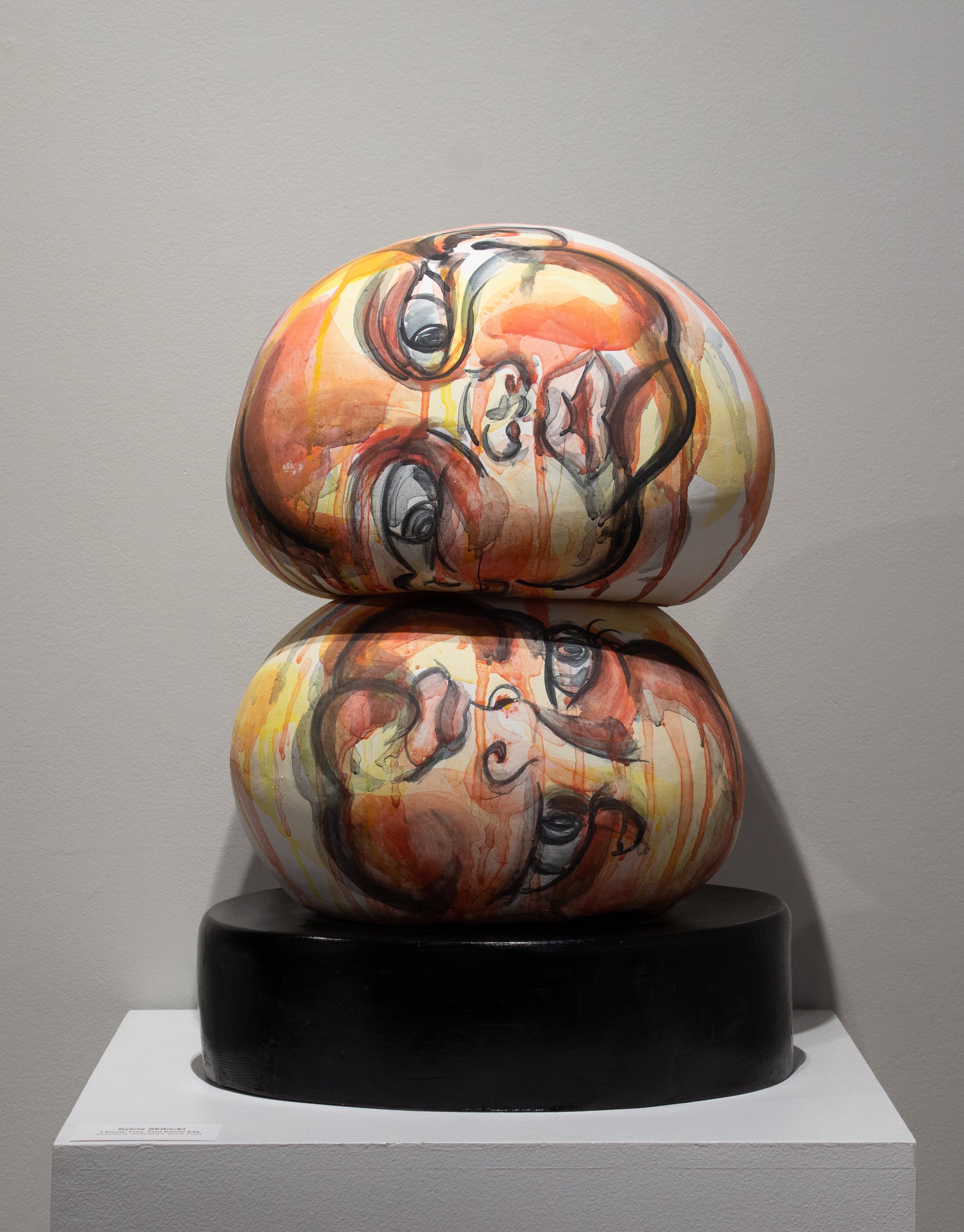 Sylvie Skibicki, I See You, You See Me,
Ceramic, Cone 6.   
Project 1: The Monuments Project, Intermediate Ceramics, Spring 2026, Montana State University