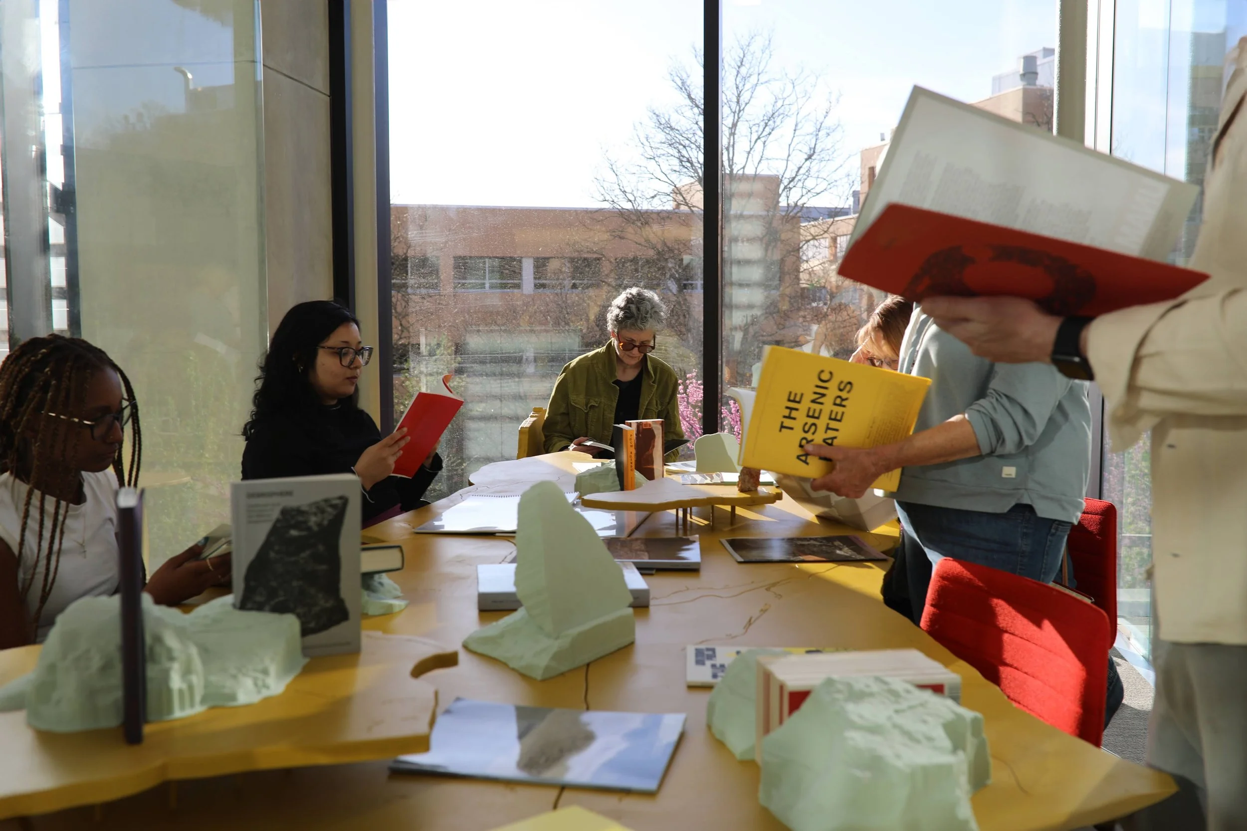 A view of curator Oscar Salguero's NEO-MINERALIA Library at the University of Kansas. NEO-MINERALIA is a collection of artist books exploring alternative and post-natural geologies. 