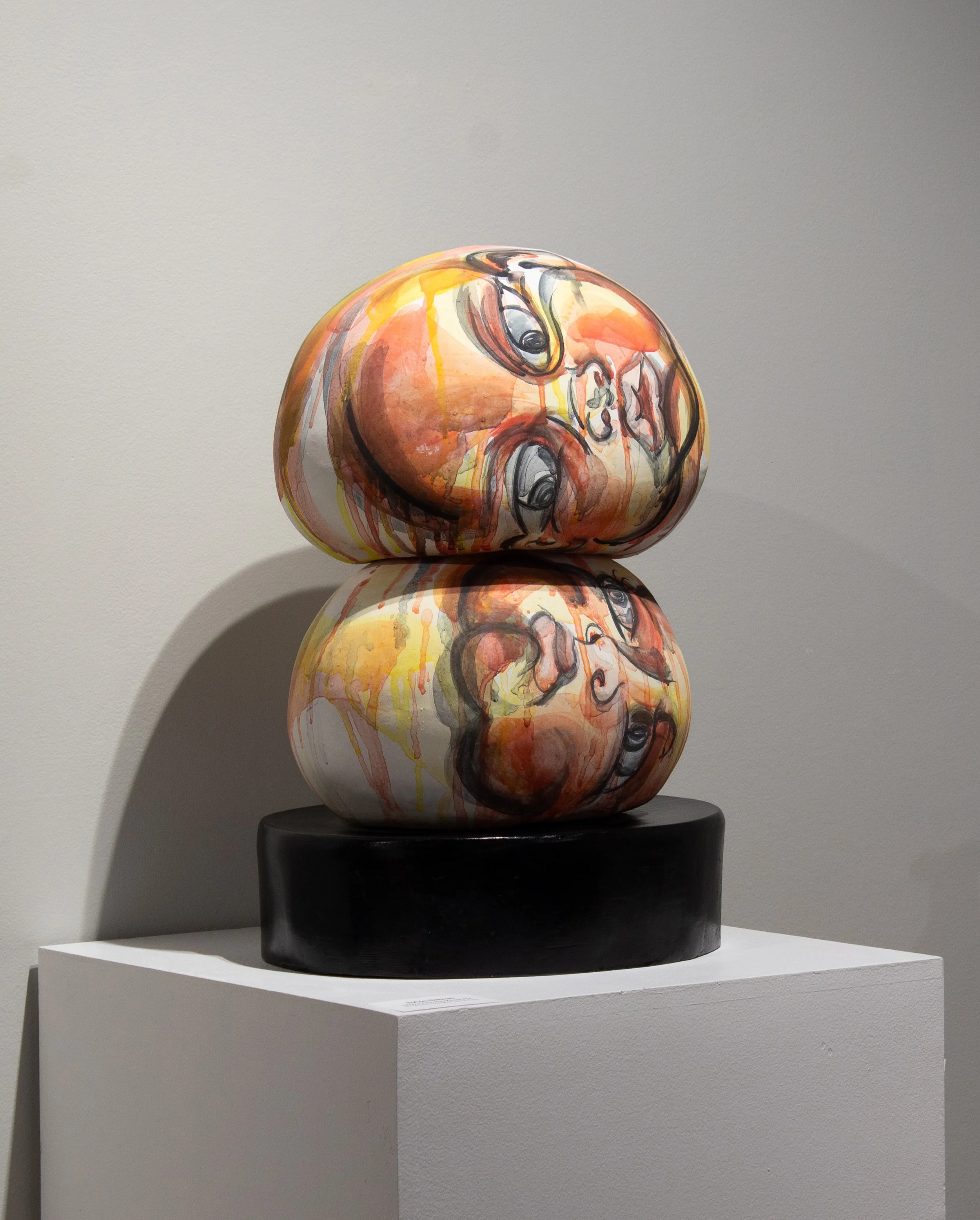 Sylvie Skibicki, I See You, You See Me,
Ceramic, Cone 6.   
Project 1: The Monuments Project, Intermediate Ceramics, Spring 2026, Montana State University