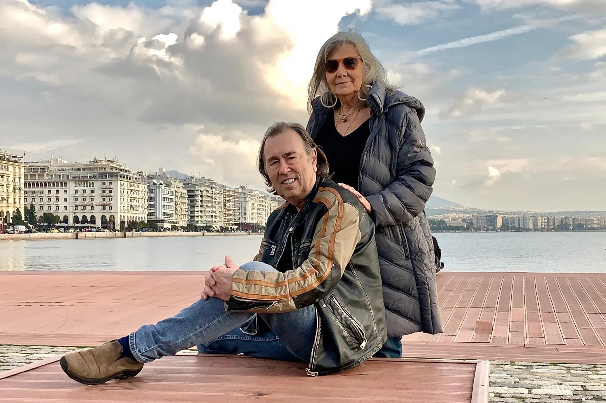 David Surkamp and a companion beside the waterfront.