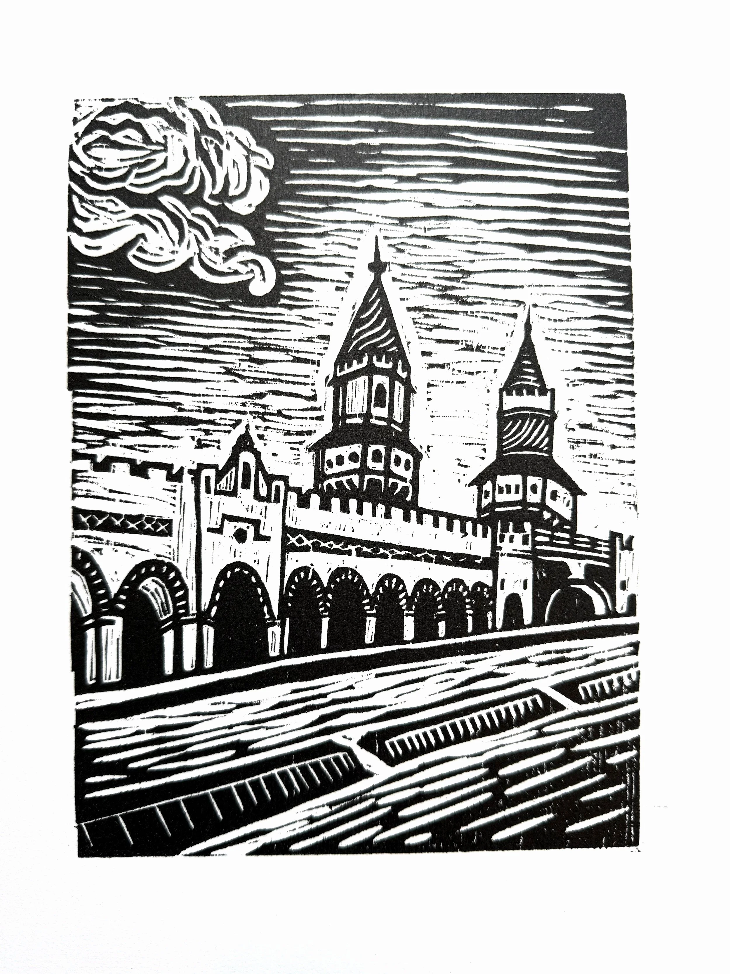 Berlin. 2025. Woodcut.