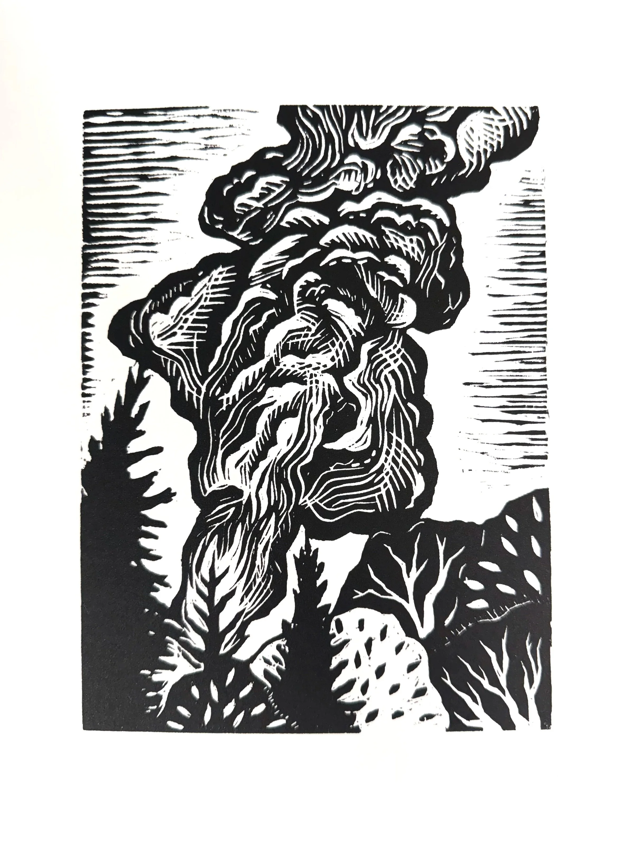 Plume. 2025. Woodcut.