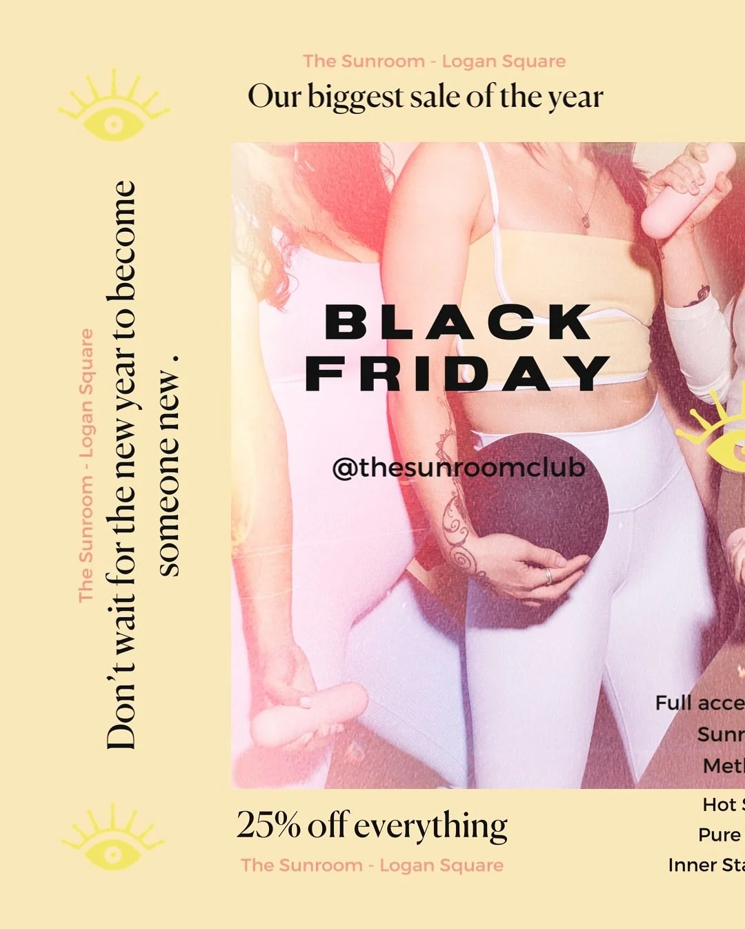 The Sunroom isn&rsquo;t like anywhere else, and it&rsquo;s not meant to be.
We built a space where heat, movement, breath, and consciousness meet.

This is where you change your state, on purpose.

Black Friday: 25% off everything with code SUN25.
Me