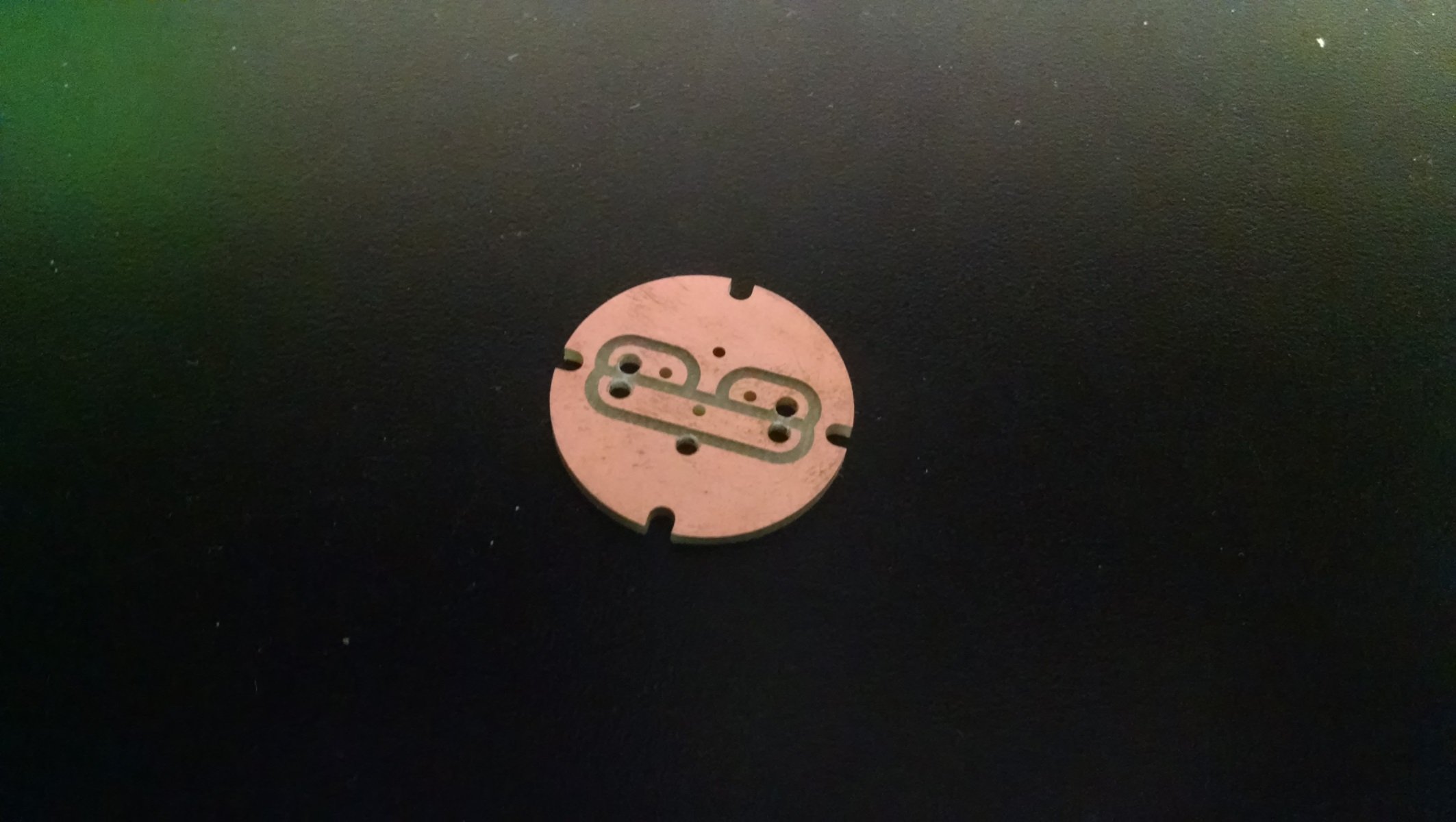 CNC'ed PCB for the contact pins on the center plunger.