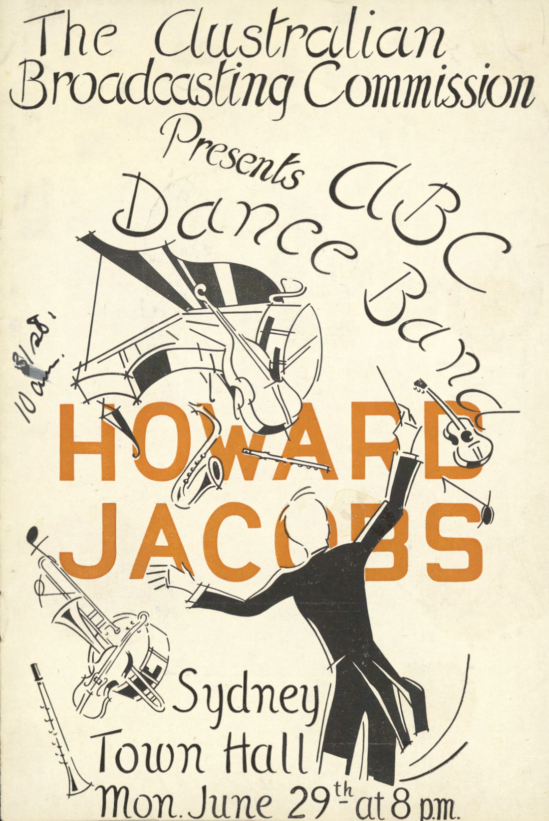 Programme cover for Howard Jacobs’ ABC Dance Band, Sydney, 29 June 1936.