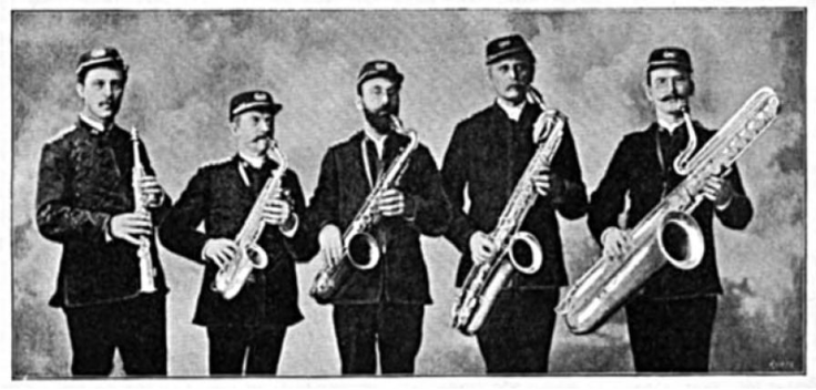 Image courtesy of Leon Mead, ‘The Military Bands of the United States’, supplement to Harper’s Weekly, 28 September 1889, reproduced in Noyes, ‘Edward A. Lefebre: Pre-Eminent Saxophonist of the Nineteenth Century’, 212.