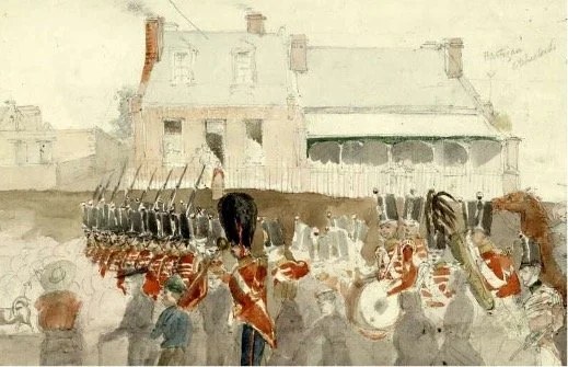 George Gordon McCrae, Church Parade H.M. 40th Foot, Coming Back from Church, 1853. National Library of Australia. http://nla.gov.au/nla.obj-139397618. 