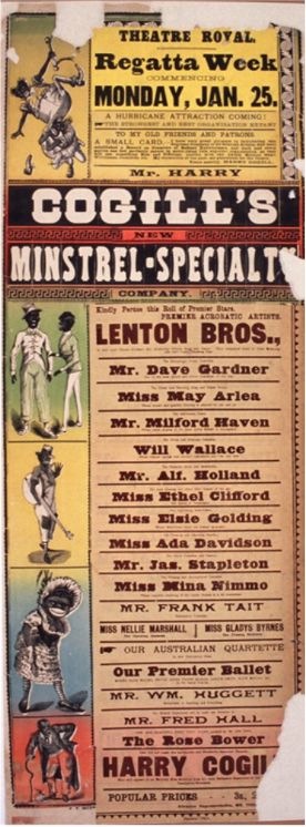 Mr. Harry Cogill's New Minstrel Specialty Company, ca. 1897, State Library of Tasmania, https://stors.tas.gov.au/AUTAS001124870395w800.