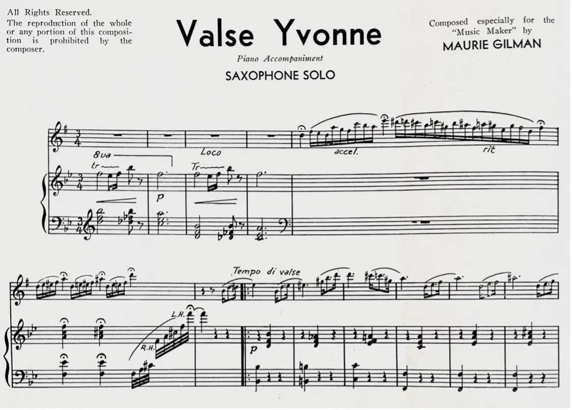Maurie Gilman, Valse Yvonne (Sydney: Australian Music Maker and Dance Band News, 1933), 42–43.