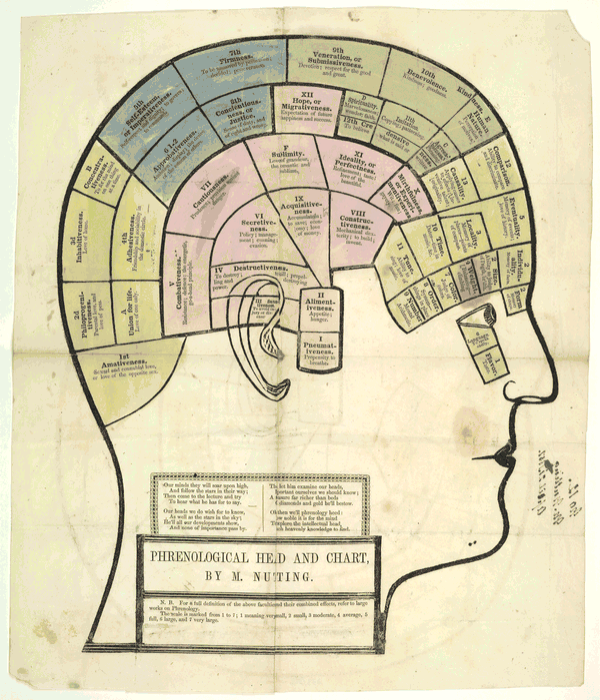 M. Nutting, Phrenological Head and Chart by M. Nutting, 1857. Library of Congress. https://www.loc.gov/item/rbpe.2330210b.