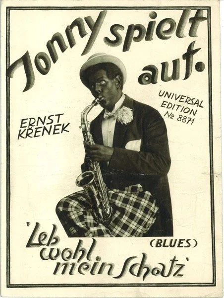 Cover of Ernst Krenek, ‘Leb wohl mein Schatz’, Jonny Spielt Auf (Vienna: Universal-Edition, 1927), reproduced in Cottrell, The Saxophone, 325.