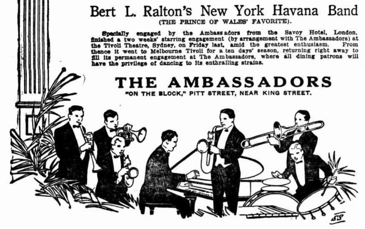 Advertisement for Ralton’s New York Havana Band, Sunday Times, 23 December 1923, 5.