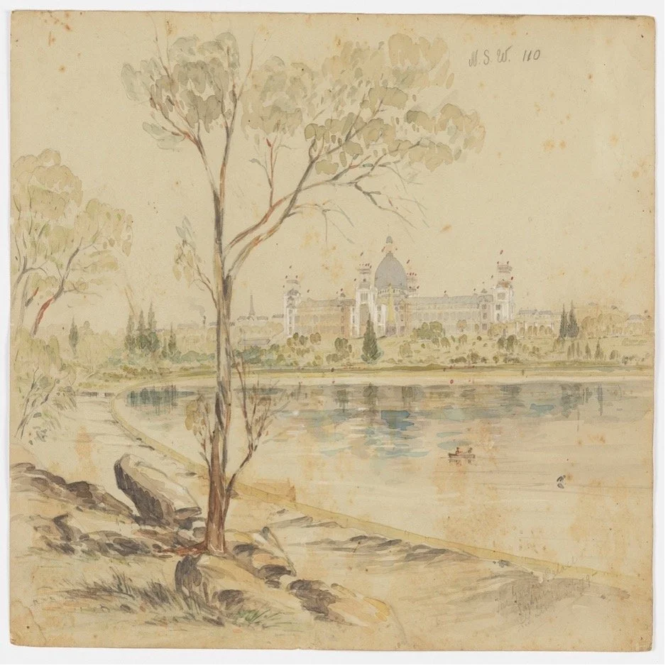 Henry Grant Lloyd, View Across the Water of the Garden Palace, 1879. State Library of New South Wales. Watercolour. https://collection.sl.nsw.gov.au/record/1wN2WMBn. 