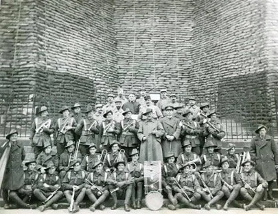 AIF Brigade Band in Amiens Cathedral, 2 November 1918.