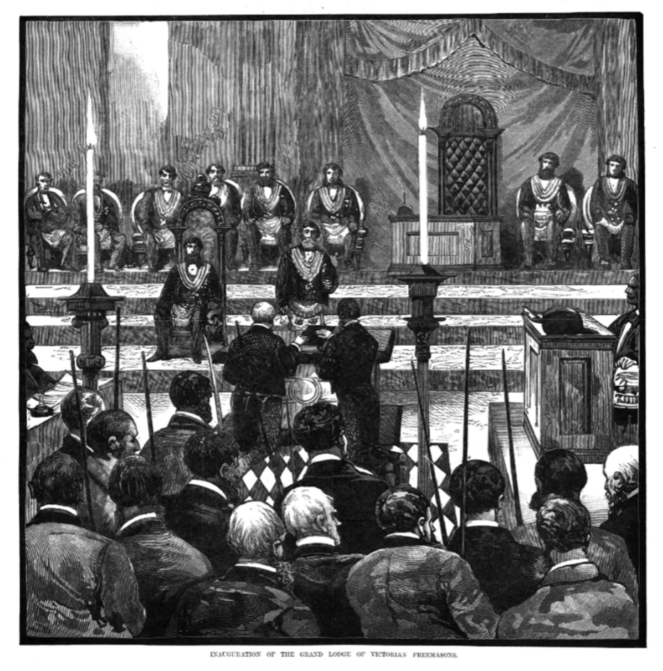 Inauguration of the Grand Lodge of Victorian Freemasons (Melbourne: Alfred Martin Ebsworth, 1883). https://find.slv.vic.gov.au/permalink/61SLV_INST/17t49l2/alma9917768773607636. 