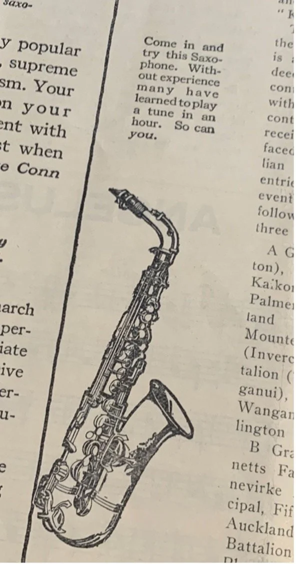 Advertisement for Conn saxophones, Australian Band and Orchestra News, 26 January 1926, 8. 