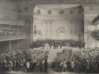 Charles G. Grehen, Interior of Tripler Hall (New York: J. M. & F. J. Clark, 1851). Library of Congress. https://www.loc.gov/pictures/item/2006687094. 