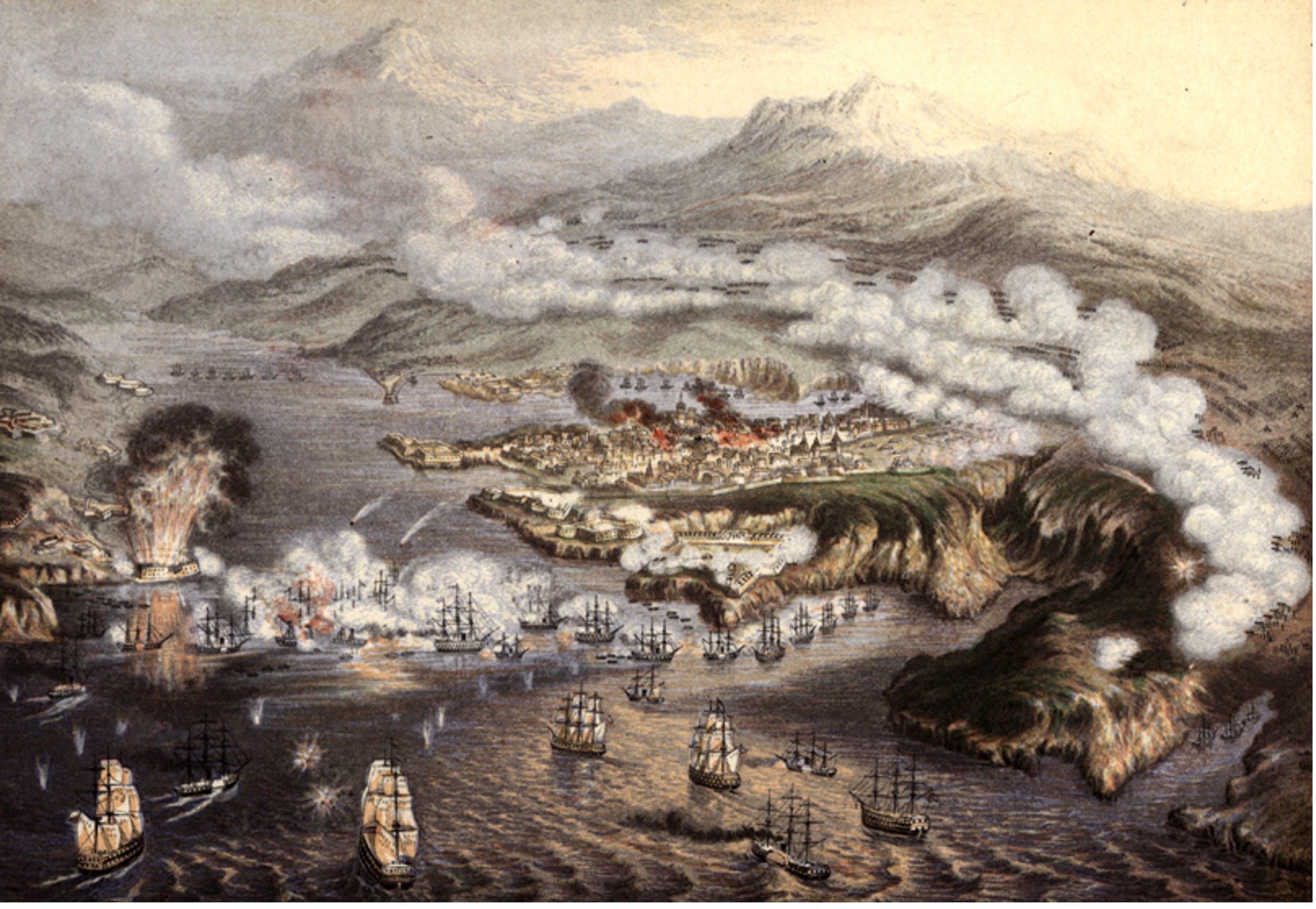 George Baxter, The Siege of Sebastopol, 1855. British Museum. https://www.britishmuseum.org/collection/object/P_1901-1105-159.