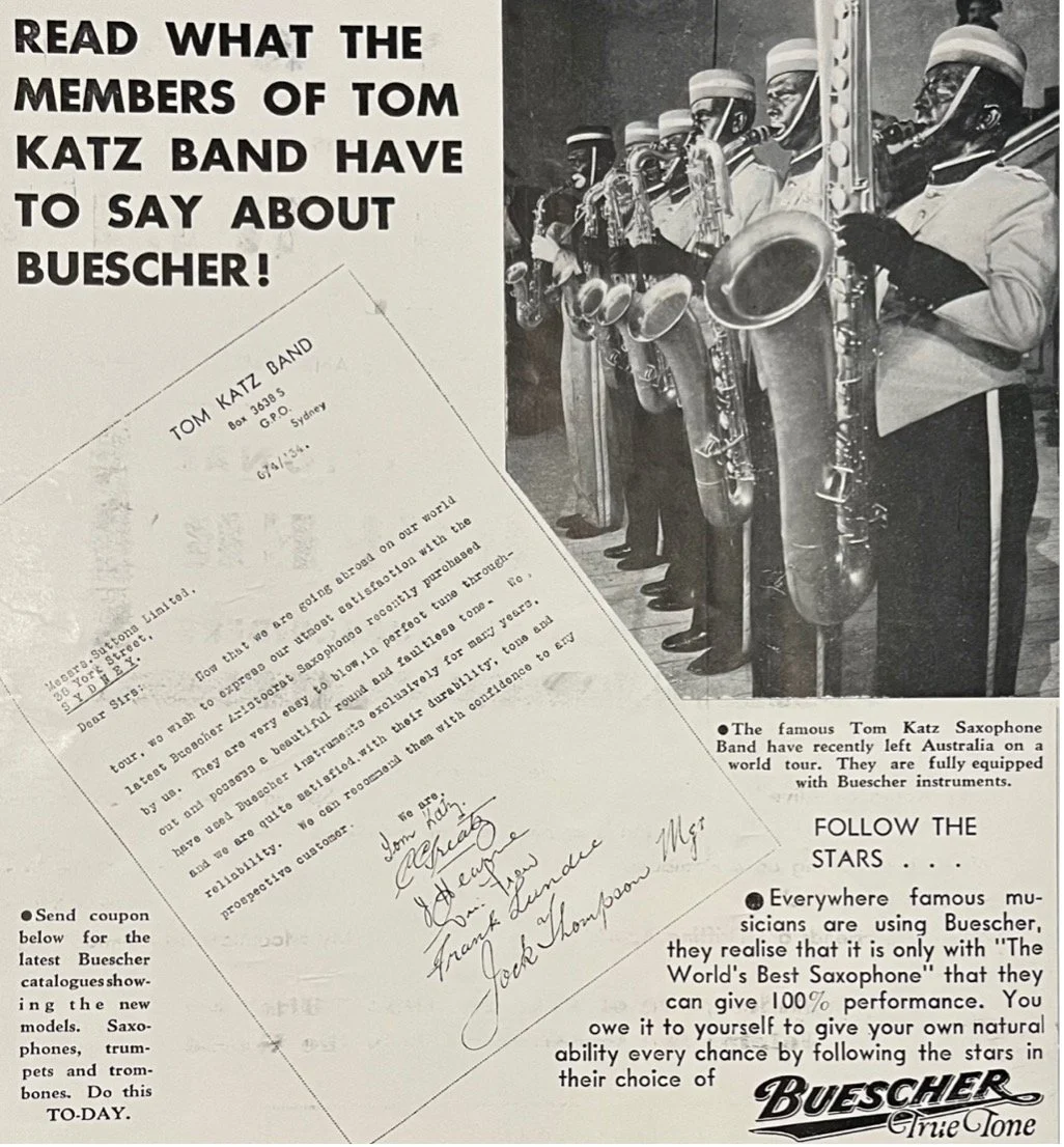 Advertisement for Buescher True Tone saxophones, Australian Music Maker and Dance Band News, 1 June 1934, 2.