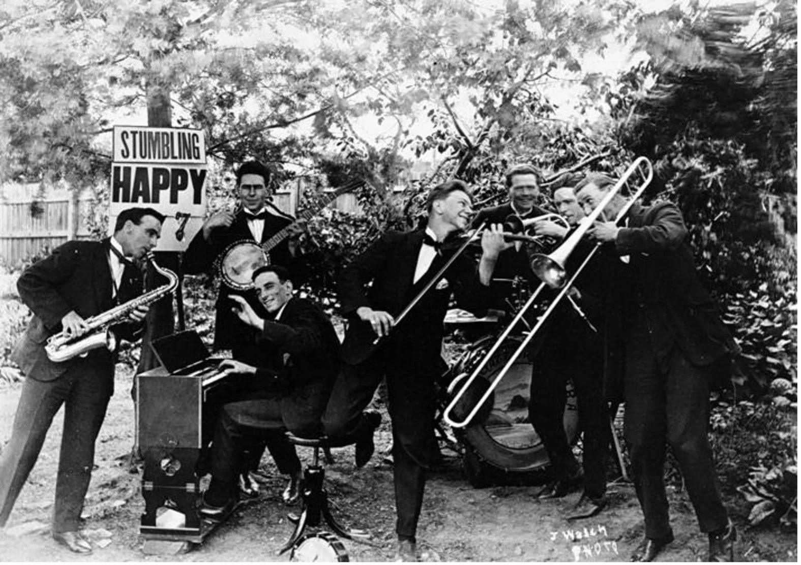 Band playing ‘Stumbling Happy’, Castlemaine, Victoria, ca. 1920, Museums Victoria Collections, https://collections.museumsvictoria.com.au/items/771330, accessed 27 January 2022.