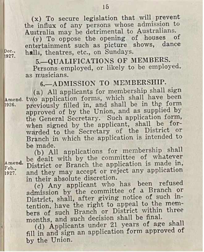 Trevelyan (ed.), Musicians’ Union of Australia Rules, 15.