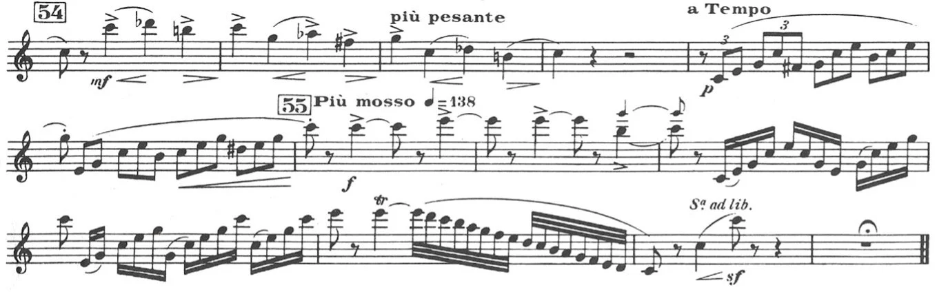 Alexander Glazounov, Concerto pour saxophone alto (Paris: Leduc, 1936), bars 339–351.