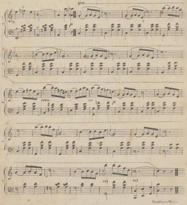 Ali Ben Sou Allé. Goulburn Waltz a Mes Amis de Goulburn (No publishing details, 1855), 4. http://nla.gov.au/nla.obj-181800081. Accessed 5 January 2022.