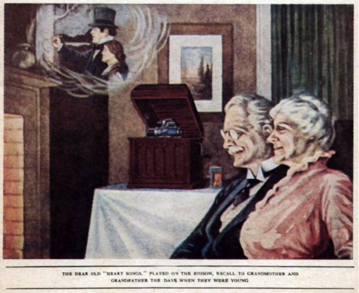 Advertisement for the Edison Diamond Amberola phonograph, reproduced in Herbert, ‘Selling Brass Instruments’, 215.