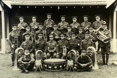 ‘Group Portrait of Members of the Band of the 30th Battalion with their Musical Instruments Prior to Embarkation’ (Sydney, 1915). Australian War Memorial. awm.gov.au/collection/C286098. 